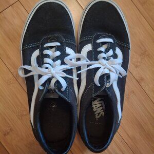 Women's Black and White Suede Vans, size 9